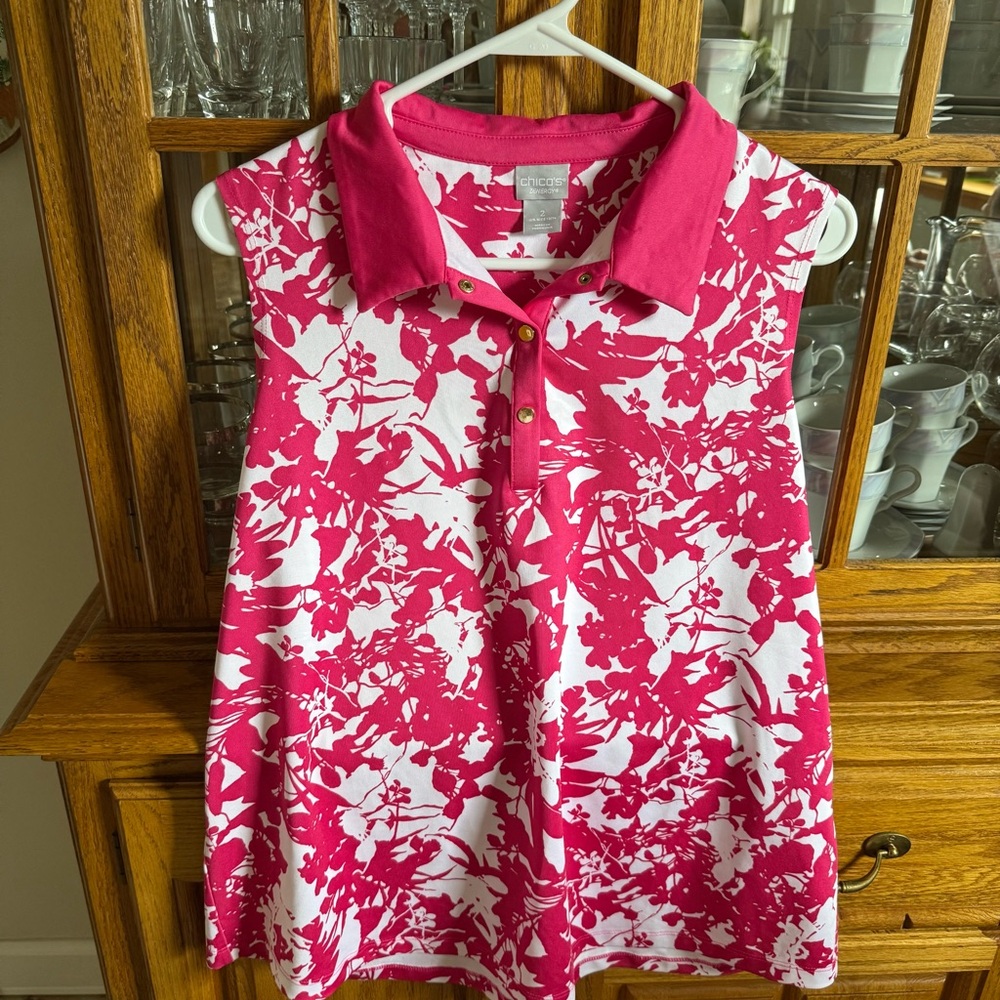 Chico's Pink Boxy Polo Tank Top